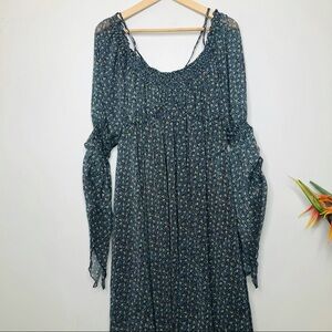 ARTKA floral print green midi dress